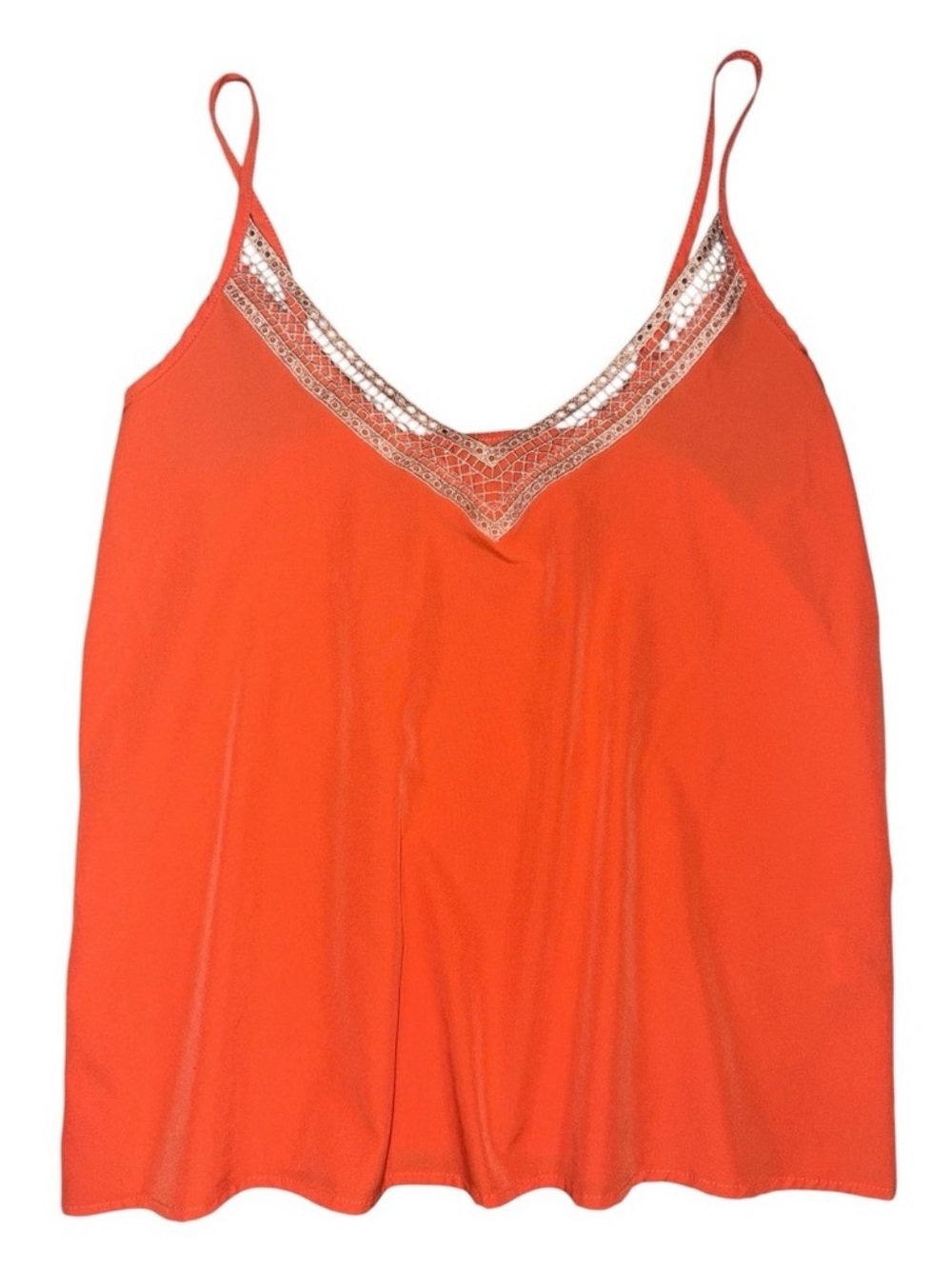 Women's Orange Lace-Trim Cami Top